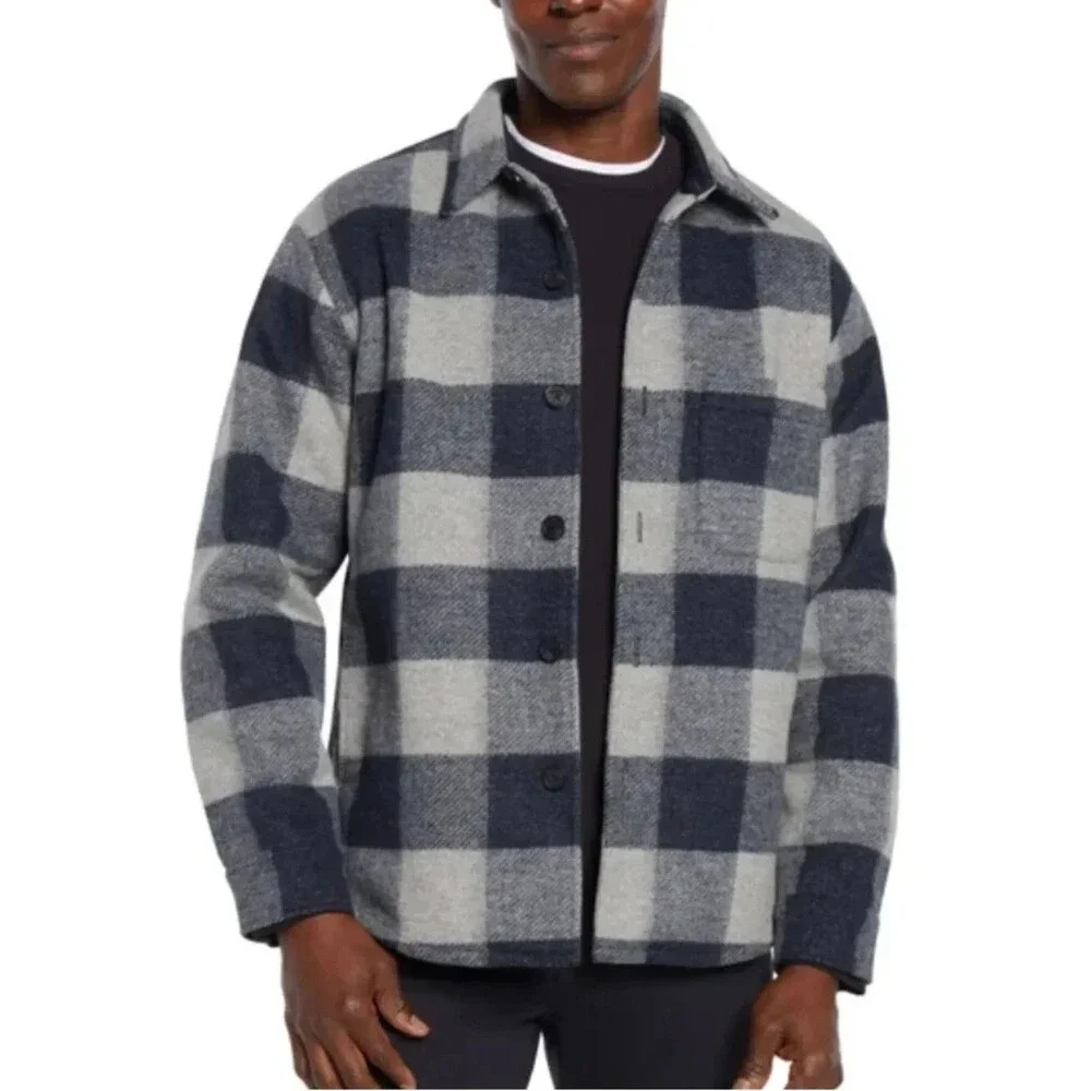 Banana Republic Heritage Blue Buffalo Plaid Button Shirt Jacket Shacket  S  NWOT
